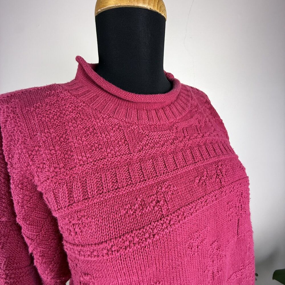 LIST Vintage 80s Textured Folk Art Knit Sweater | USA Made, 100% Cotton